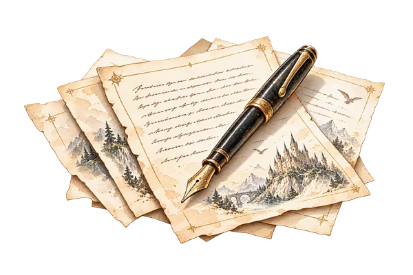 Handwritten pages with a fountain pen